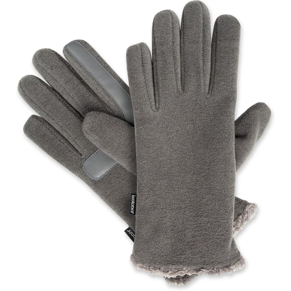 Women's Gray Comfortable Stretch Fleece Lining Microluxe Cold Weather Gloves - Picture 4 of 6